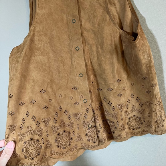 ✨ Free People Women’s Brown Suede Scallop Tank Top Small - Picture 6 of 8